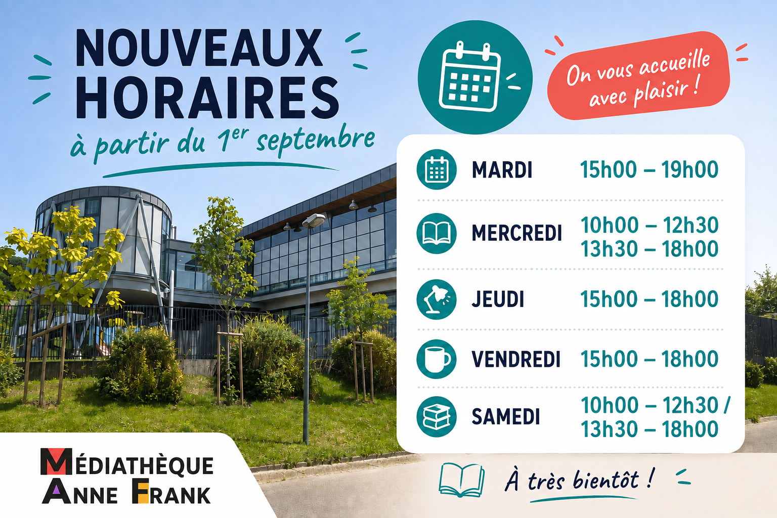 De nouveaux horaires à partir du 1er septembre